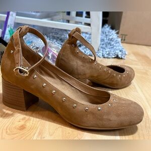 Montana Artisan Crafted Brown Suede Studded Women's Heels
